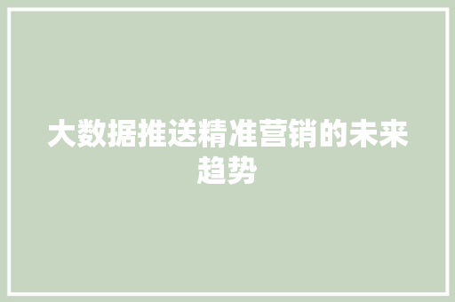 大数据推送精准营销的未来趋势