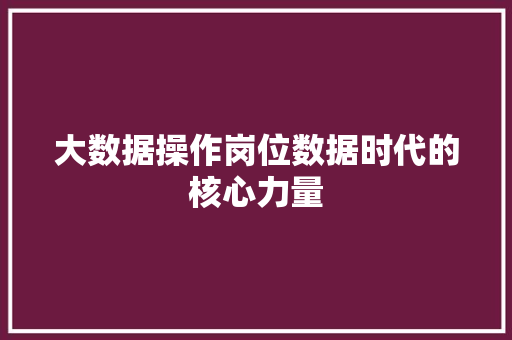 大数据操作岗位数据时代的核心力量  第1张