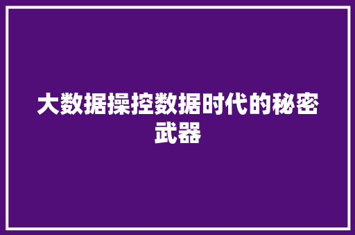大数据操控数据时代的秘密武器