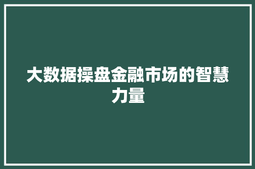 大数据操盘金融市场的智慧力量  第1张
