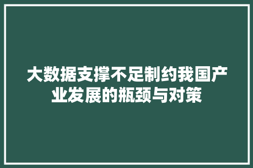 大数据支撑不足制约我国产业发展的瓶颈与对策  第1张
