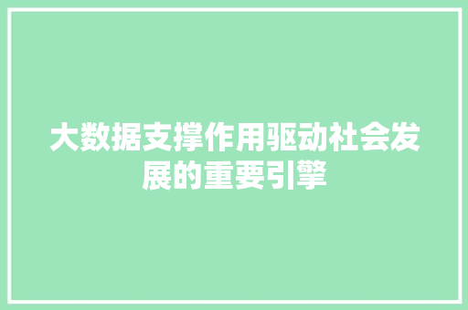 大数据支撑作用驱动社会发展的重要引擎  第1张