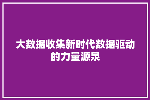 大数据收集新时代数据驱动的力量源泉  第1张