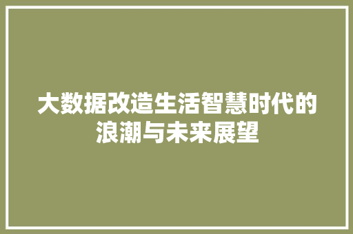 大数据改造生活智慧时代的浪潮与未来展望  第1张