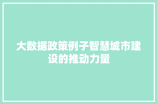 大数据政策例子智慧城市建设的推动力量