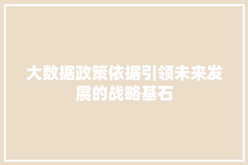大数据政策依据引领未来发展的战略基石