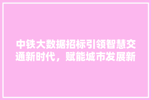 中铁大数据招标引领智慧交通新时代，赋能城市发展新动能  第1张
