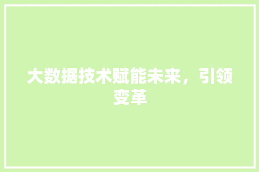 大数据技术赋能未来，引领变革  第1张