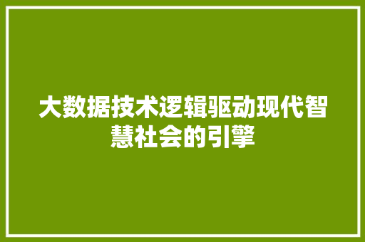 大数据技术逻辑驱动现代智慧社会的引擎