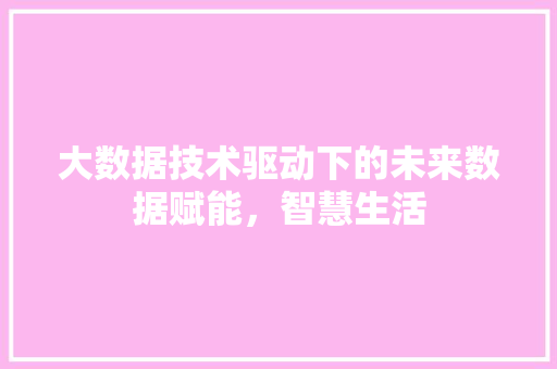 大数据技术驱动下的未来数据赋能，智慧生活  第1张