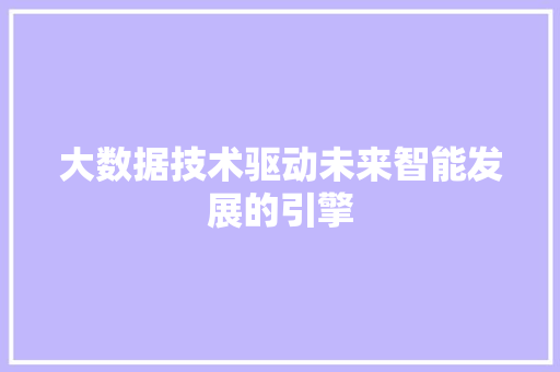 大数据技术驱动未来智能发展的引擎  第1张