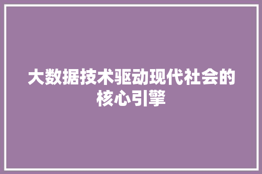 大数据技术驱动现代社会的核心引擎