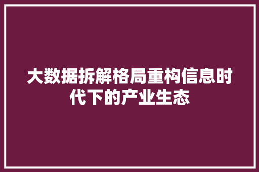 大数据拆解格局重构信息时代下的产业生态  第1张