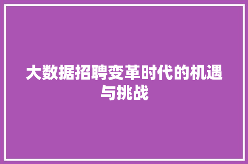 大数据招聘变革时代的机遇与挑战
