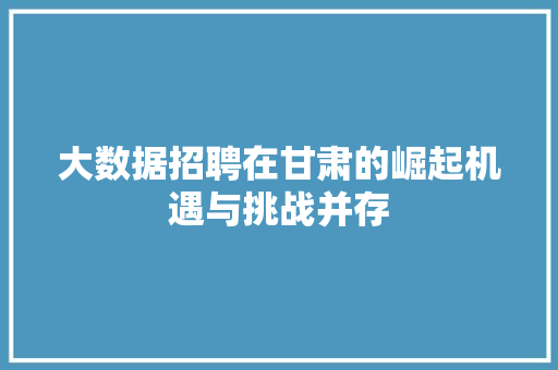大数据招聘在甘肃的崛起机遇与挑战并存