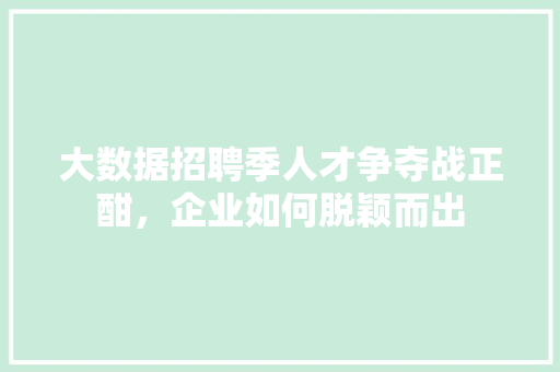 大数据招聘季人才争夺战正酣，企业如何脱颖而出  第1张