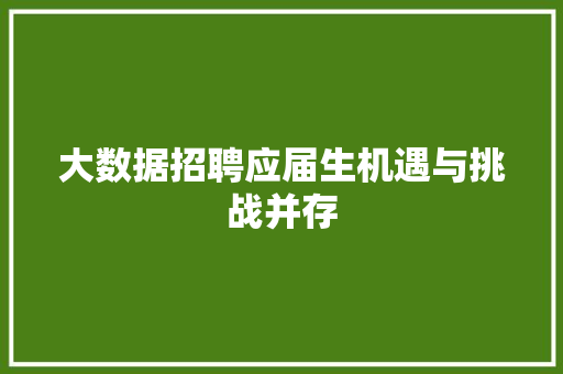 大数据招聘应届生机遇与挑战并存  第1张