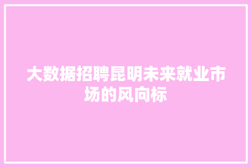 大数据招聘昆明未来就业市场的风向标
