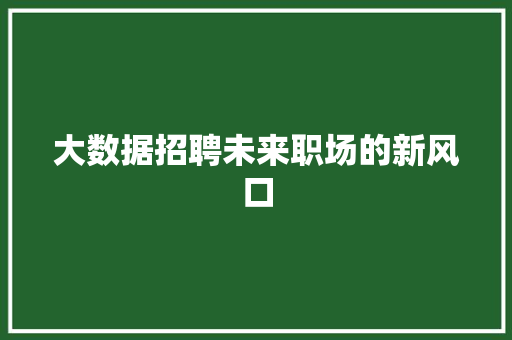 大数据招聘未来职场的新风口  第1张