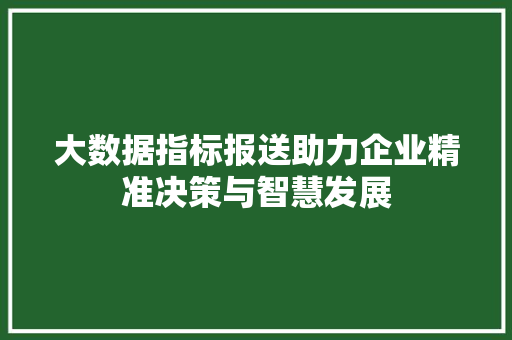 大数据指标报送助力企业精准决策与智慧发展  第1张