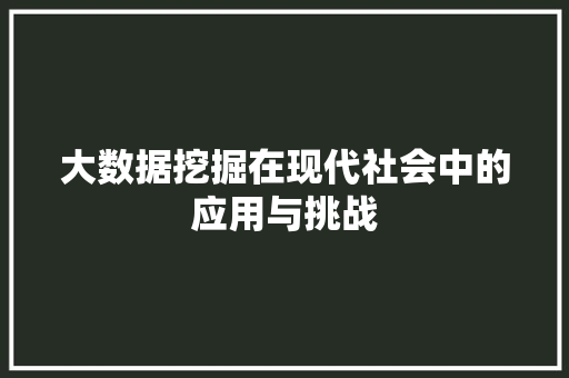 大数据挖掘在现代社会中的应用与挑战  第1张