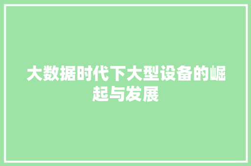 大数据时代下大型设备的崛起与发展  第1张
