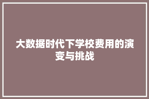 大数据时代下学校费用的演变与挑战  第1张