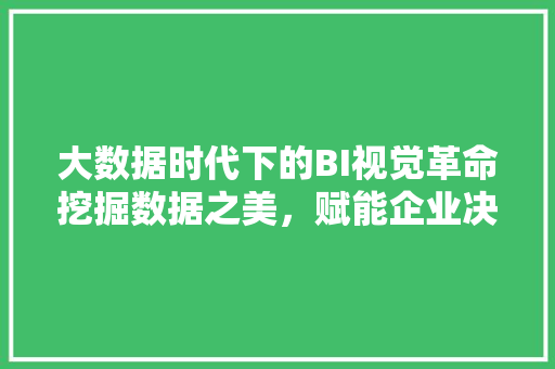 大数据时代下的BI视觉革命挖掘数据之美，赋能企业决策  第1张