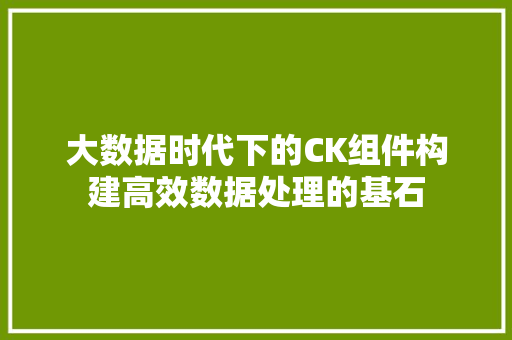 大数据时代下的CK组件构建高效数据处理的基石  第1张