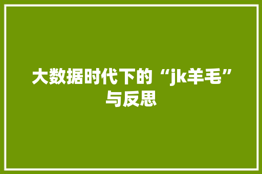 大数据时代下的“jk羊毛”与反思  第1张