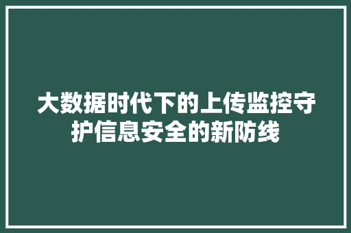 大数据时代下的上传监控守护信息安全的新防线  第1张