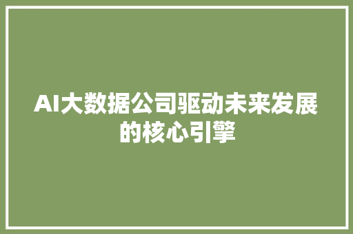 AI大数据公司驱动未来发展的核心引擎