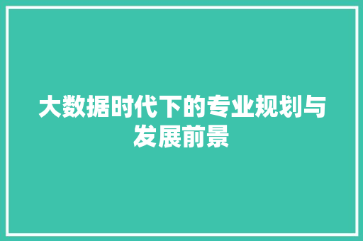 大数据时代下的专业规划与发展前景  第1张