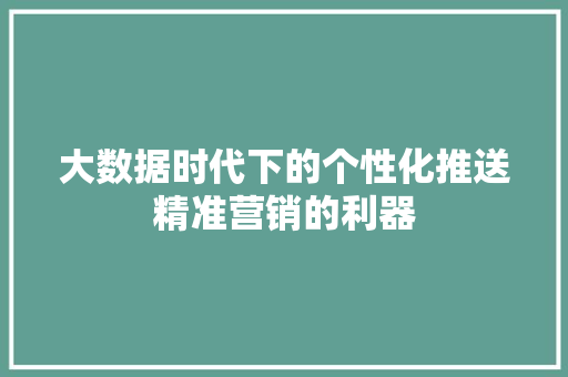 大数据时代下的个性化推送精准营销的利器  第1张