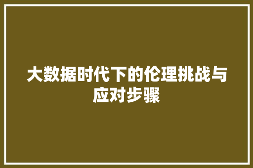 大数据时代下的伦理挑战与应对步骤