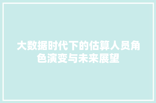 大数据时代下的估算人员角色演变与未来展望