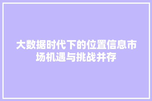 大数据时代下的位置信息市场机遇与挑战并存  第1张