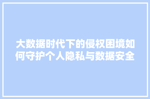 大数据时代下的侵权困境如何守护个人隐私与数据安全