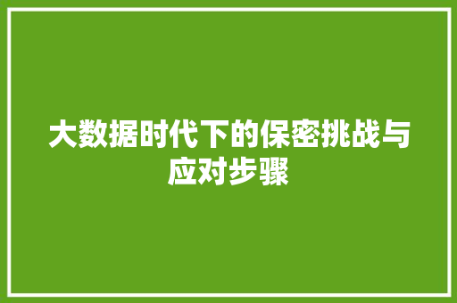 大数据时代下的保密挑战与应对步骤