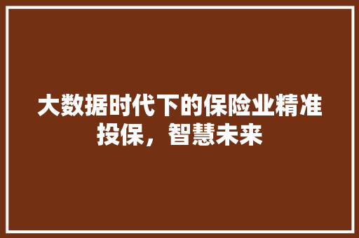 大数据时代下的保险业精准投保，智慧未来  第1张