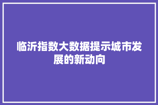 临沂指数大数据提示城市发展的新动向  第1张