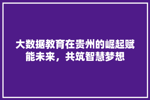 大数据教育在贵州的崛起赋能未来，共筑智慧梦想