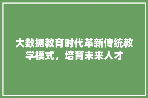 大数据教育时代革新传统教学模式，培育未来人才