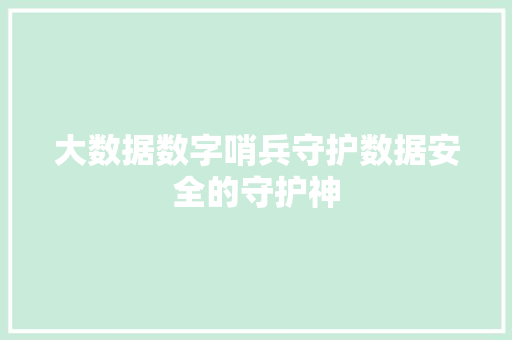 大数据数字哨兵守护数据安全的守护神  第1张