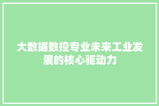 大数据数控专业未来工业发展的核心驱动力