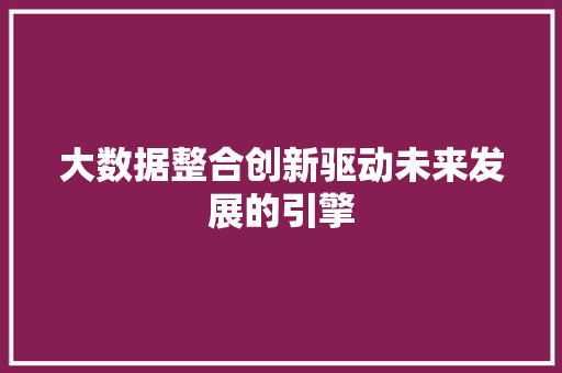 大数据整合创新驱动未来发展的引擎
