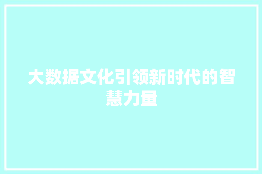 大数据文化引领新时代的智慧力量  第1张