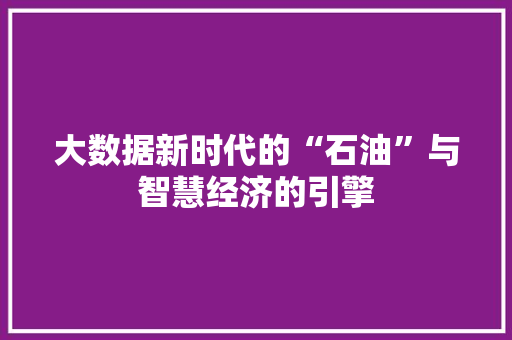 大数据新时代的“石油”与智慧经济的引擎  第1张