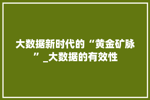 大数据新时代的“黄金矿脉”_大数据的有效性  第1张