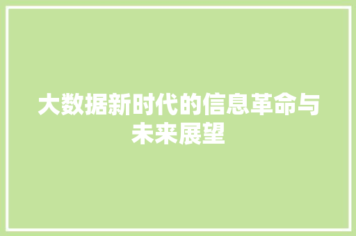 大数据新时代的信息革命与未来展望  第1张